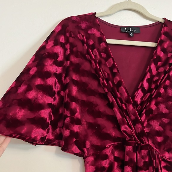 Lulu’s Mesmerize on the Prize Burgundy Velvet Wrap Dress - Picture 6 of 12